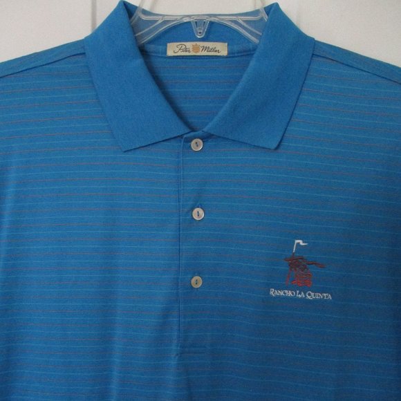 Peter Millar Mens S/S "Rancho La Quinta" C.C. (CA) Blue Cotton Golf Polo Shirt-L - Picture 2 of 3